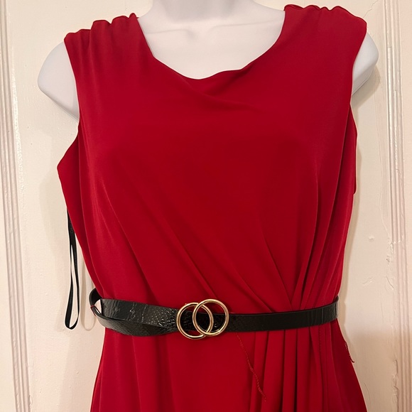 CALVIN KLEIN BELTED WRAP STYLE SLEEVELESS DRESS - Picture 2 of 6